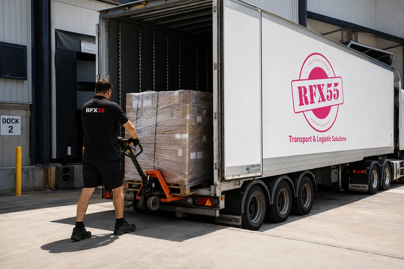 RFX55 operator loading palletized freight
