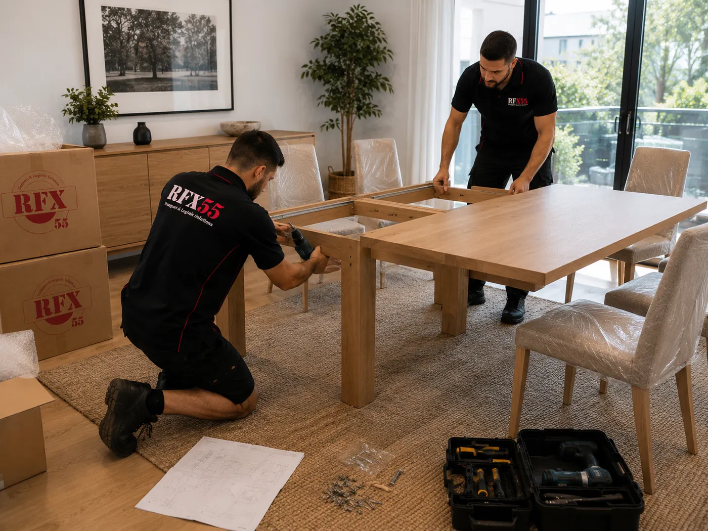 RFX55 team assembling furniture