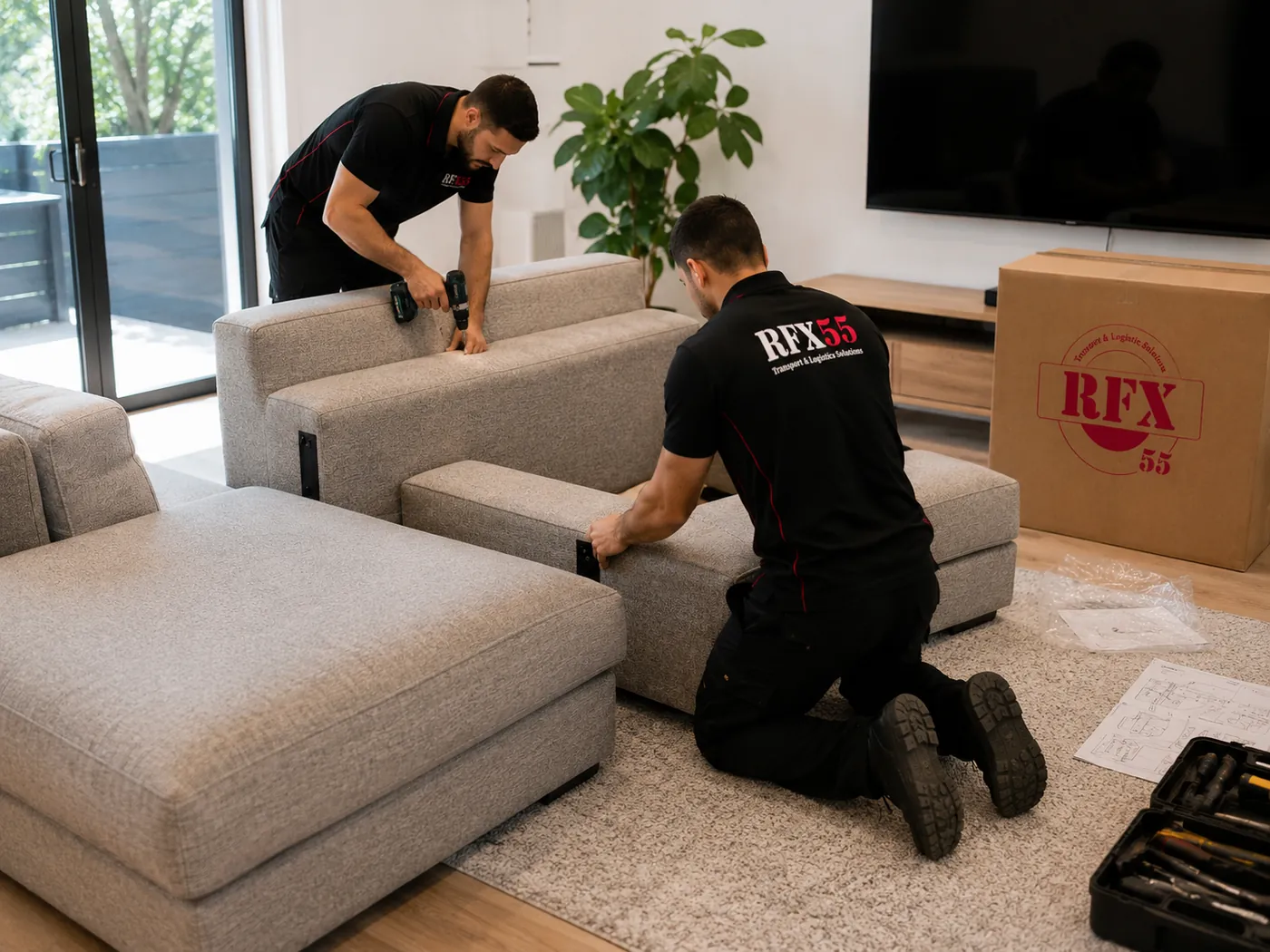 RFX55 furniture installation team